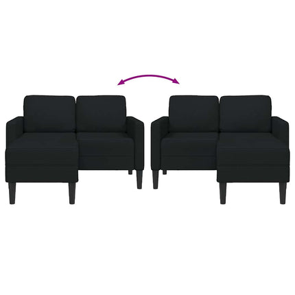 2-sitssoffa med schäslong L-formad svart 125 cm tyg