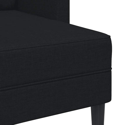 2-sitssoffa med schäslong L-formad svart 125 cm tyg