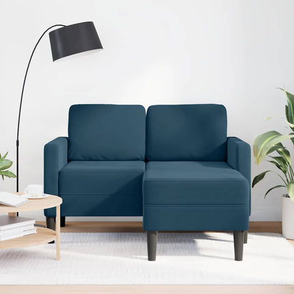 2-sitssoffa med schäslong L-formad blå 125 cm sammet