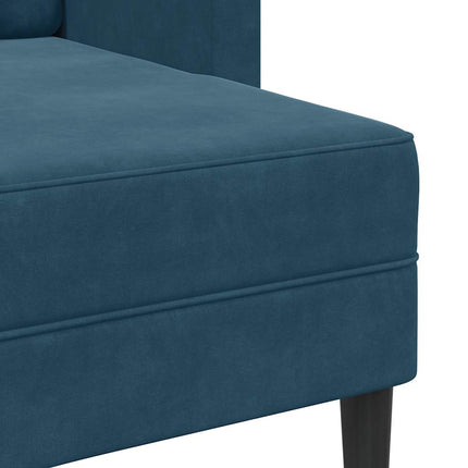 2-sitssoffa med schäslong L-formad blå 125 cm sammet