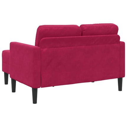 2-sitssoffa med schäslong L-formad vinröd 125 cm sammet