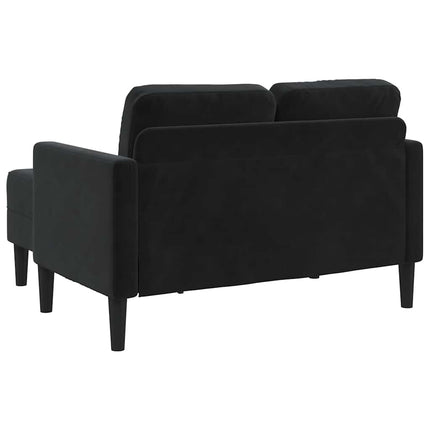 2-sitssoffa med schäslong L-formad svart 125 cm sammet