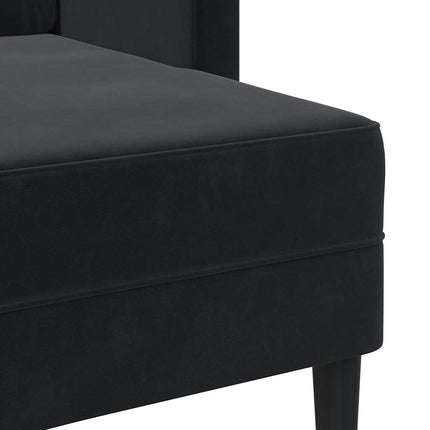 2-sitssoffa med schäslong L-formad svart 125 cm sammet