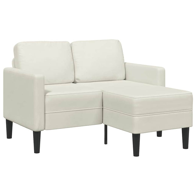2-sitssoffa med schäslong L-formad gräddvit 125 cm sammet
