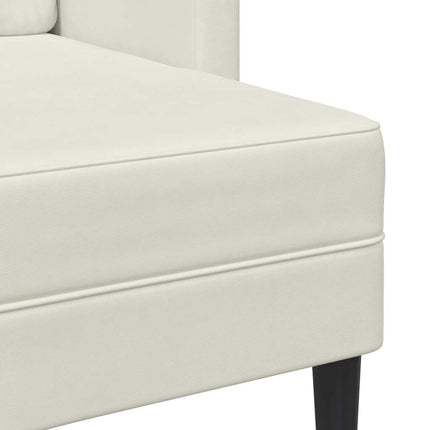 2-sitssoffa med schäslong L-formad gräddvit 125 cm sammet