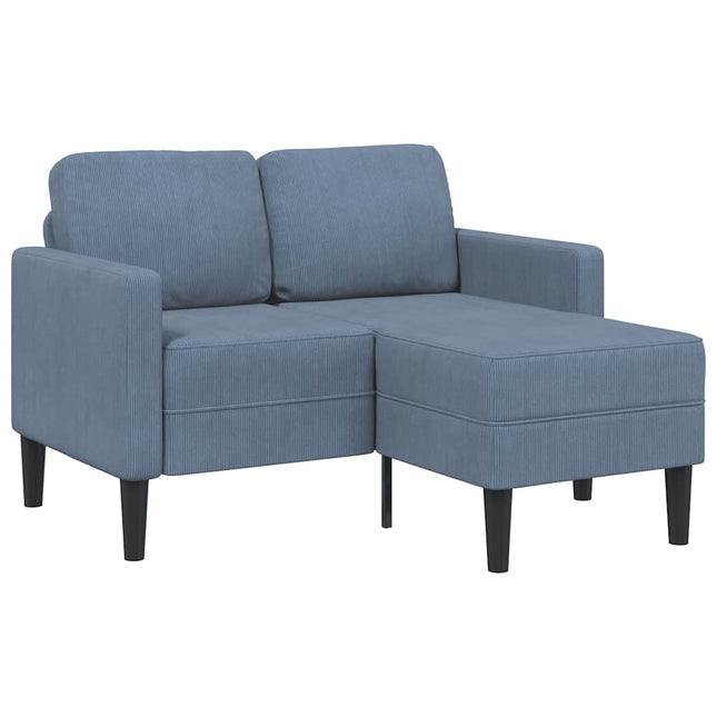 2-sitssoffa med schäslong L-formad blå 125 cm linne