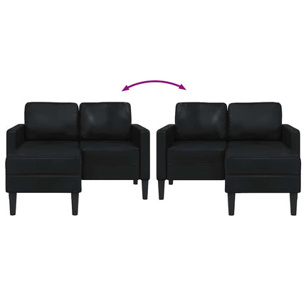 2-sitssoffa med schäslong L-formad svart 125 cm konstläder
