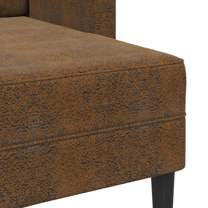 2-sitssoffa med schäslong L-formad brun 125 cm konstläder