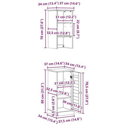 Badrumsmöbelset VIGO 2 pcs Brun och honungsgul Massiv furu