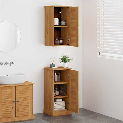 Badrumsmöbelset VIGO 2 pcs Brun och honungsgul Massiv furu