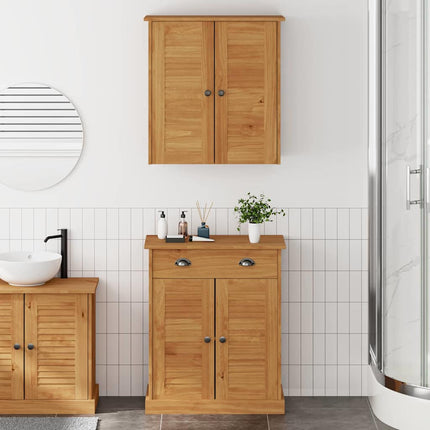 Badrumsmöbelset VIGO 2 pcs Brun och honungsgul Massiv furu