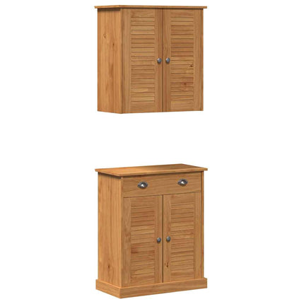 Badrumsmöbelset VIGO 2 pcs Brun och honungsgul Massiv furu