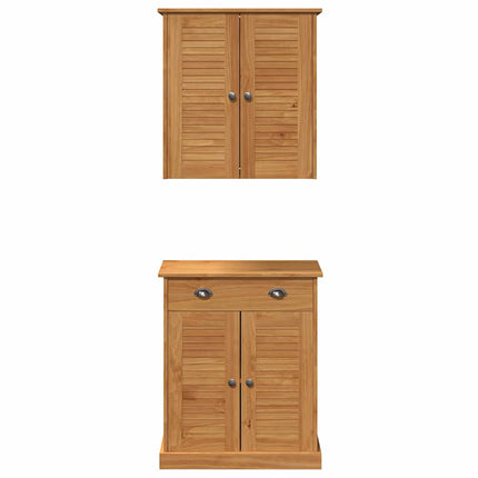 Badrumsmöbelset VIGO 2 pcs Brun och honungsgul Massiv furu