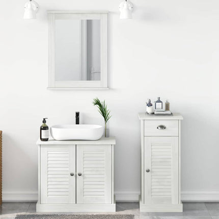 Badrumsmöbelset med låda med hylla 3 pcs Antik vit Massiv furu