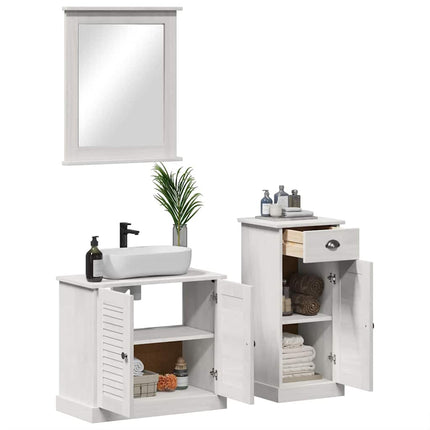 Badrumsmöbelset med låda med hylla 3 pcs Antik vit Massiv furu