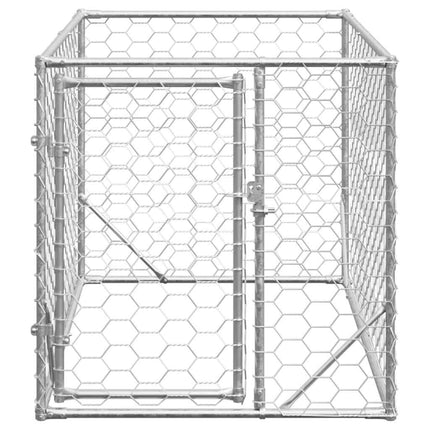 Hundkoja utomhus med dörr 2x1x1 m galvaniserat stål