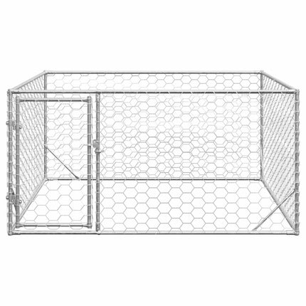 Hundkoja utomhus med dörr 2x2x1 m galvaniserat stål