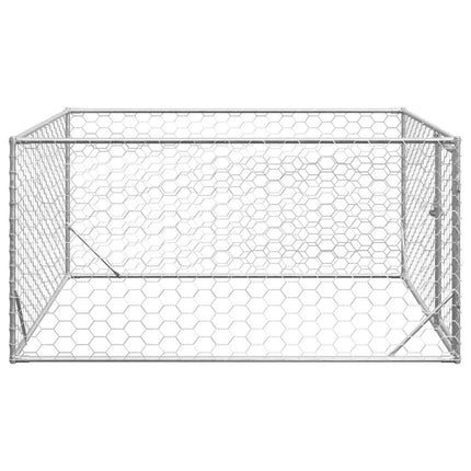 Hundkoja utomhus med dörr 2x2x1 m galvaniserat stål