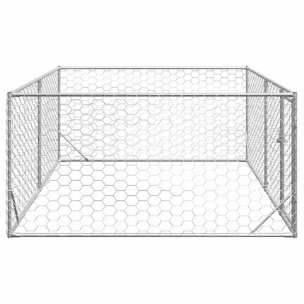 Hundkoja utomhus med dörr 3x2x1 m galvaniserat stål