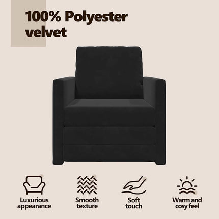 Soffsäng Svart 74 x 77 x 81 cm Sammet