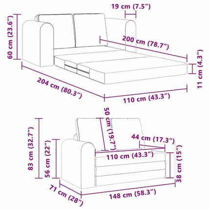 Soffsäng 60cm Svart tyg