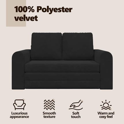 Soffsäng Svart 148 x 71 x 83 cm Sammet