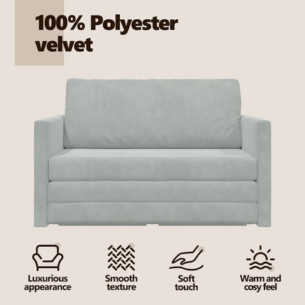 Soffsäng Ljusgrå 124 x 71 x 78 cm Sammet