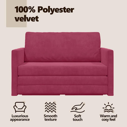 Soffsäng Vinröd 124 x 71 x 78 cm Sammet