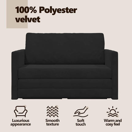 Soffsäng Svart 124 x 71 x 78 cm Sammet