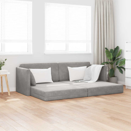 Golvbäddsoffa Ljusgrå 213 x 70 x 77 cm Sammet