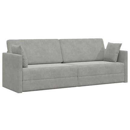 Golvbäddsoffa Ljusgrå 213 x 70 x 77 cm Sammet