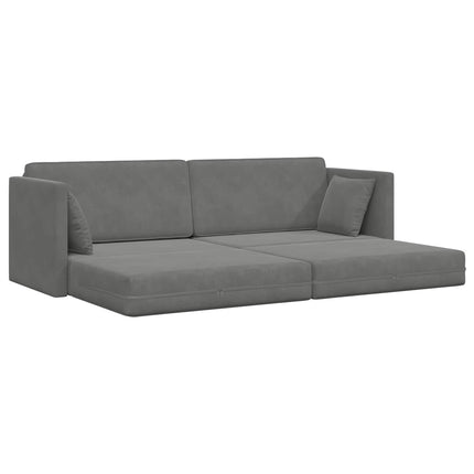 Golvbäddsoffa Mörkgrå 213 x 70 x 77 cm Sammet