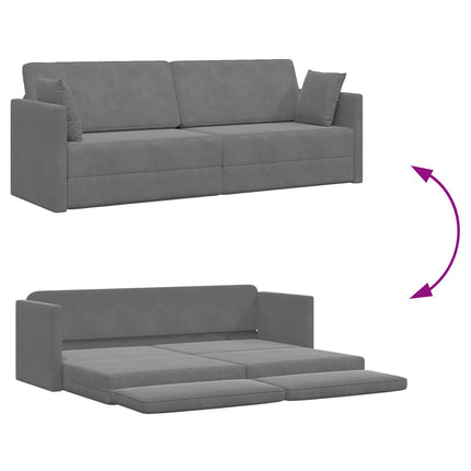 Golvbäddsoffa Mörkgrå 213 x 70 x 77 cm Sammet