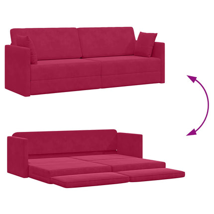 Golvbäddsoffa Vinröd 213 x 70 x 77 cm Sammet