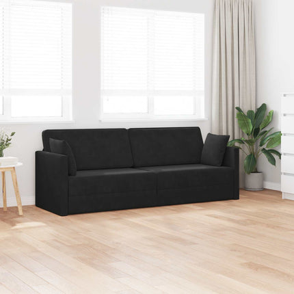 Golvbäddsoffa Svart 213 x 70 x 77 cm Sammet