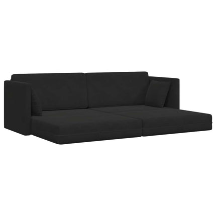 Golvbäddsoffa Svart 213 x 70 x 77 cm Sammet