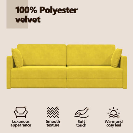 Golvbäddsoffa Gul 213 x 70 x 77 cm Sammet