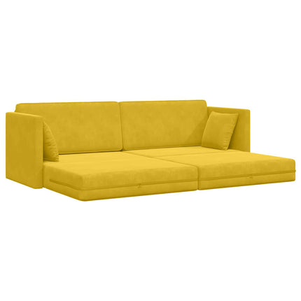 Golvbäddsoffa Gul 213 x 70 x 77 cm Sammet