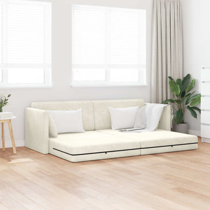 Golvbäddsoffa Kräm 213 x 70 x 77 cm Sammet
