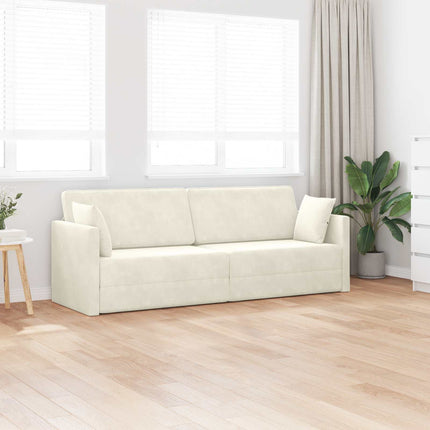 Golvbäddsoffa Kräm 213 x 70 x 77 cm Sammet
