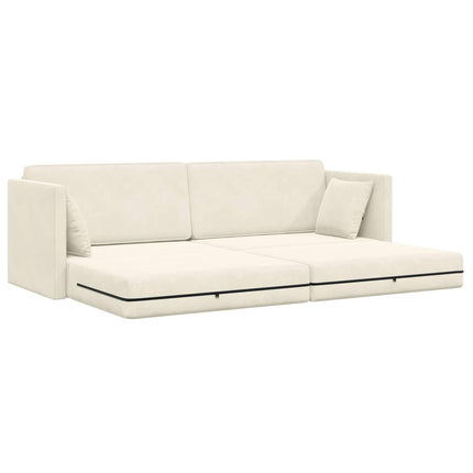 Golvbäddsoffa Kräm 213 x 70 x 77 cm Sammet