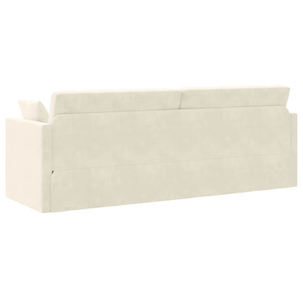 Golvbäddsoffa Kräm 213 x 70 x 77 cm Sammet