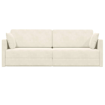 Golvbäddsoffa Kräm 213 x 70 x 77 cm Sammet