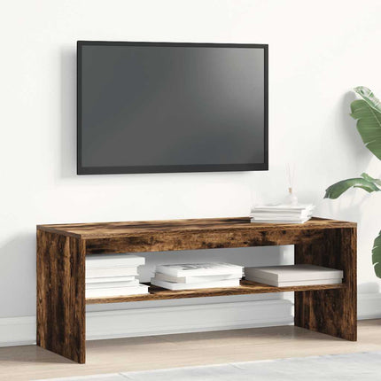 Tv-bänk rökfärgad ek 100x35x40 cm konstruerat trä