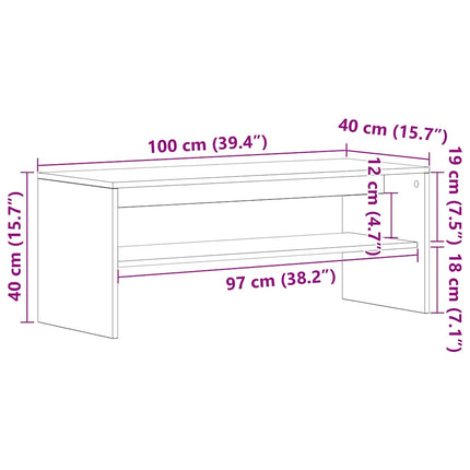 Tv-bänk rökfärgad ek 100x35x40 cm konstruerat trä