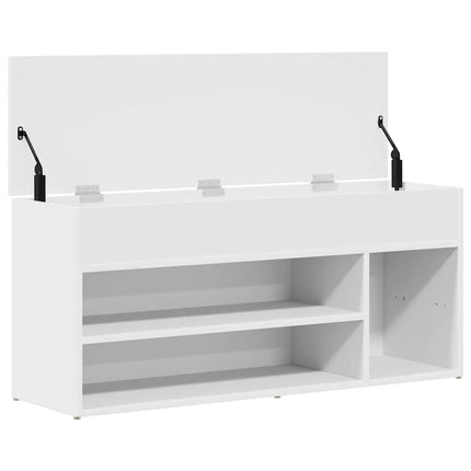 Skobänk vit 102x30,5x45 cm konstruerat trä