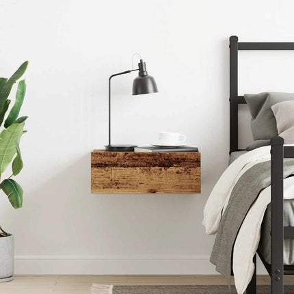Svävande sängbord gammalt trä 40x32x15 cm konstruerat trä