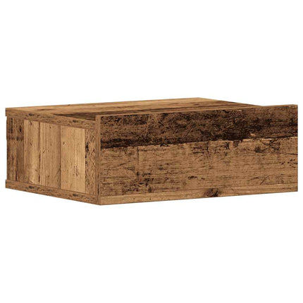 Svävande sängbord 2 st gammalt trä 40x32x15 cm konstruerat trä