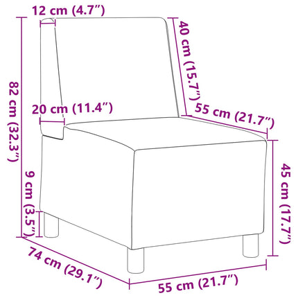 Modulsofa utan armstöd Grå 55 x 74 x 82 cm Konstläder