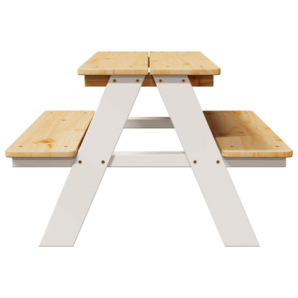 Barnbord med bänkar "IRUN" vit 90x79,5x50cm massivt trä